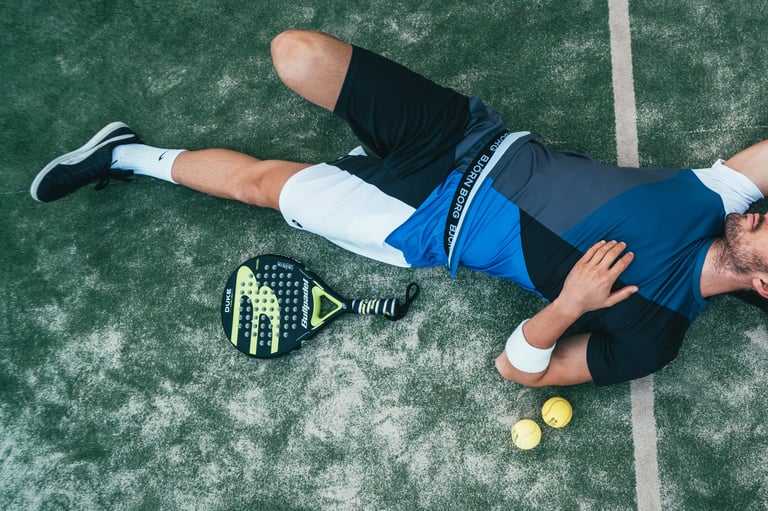 photo of a collapsed person who was playing tennis