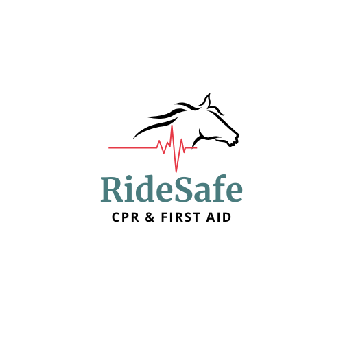 RideSafe CPR and First Aid logo with horse head silhouette and heartbeat line